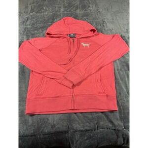 VTG Vs Pink Hoodie Pink Rainbow Peace Sign Full Zip Y2K Lightweight‎ Sz L Hippie